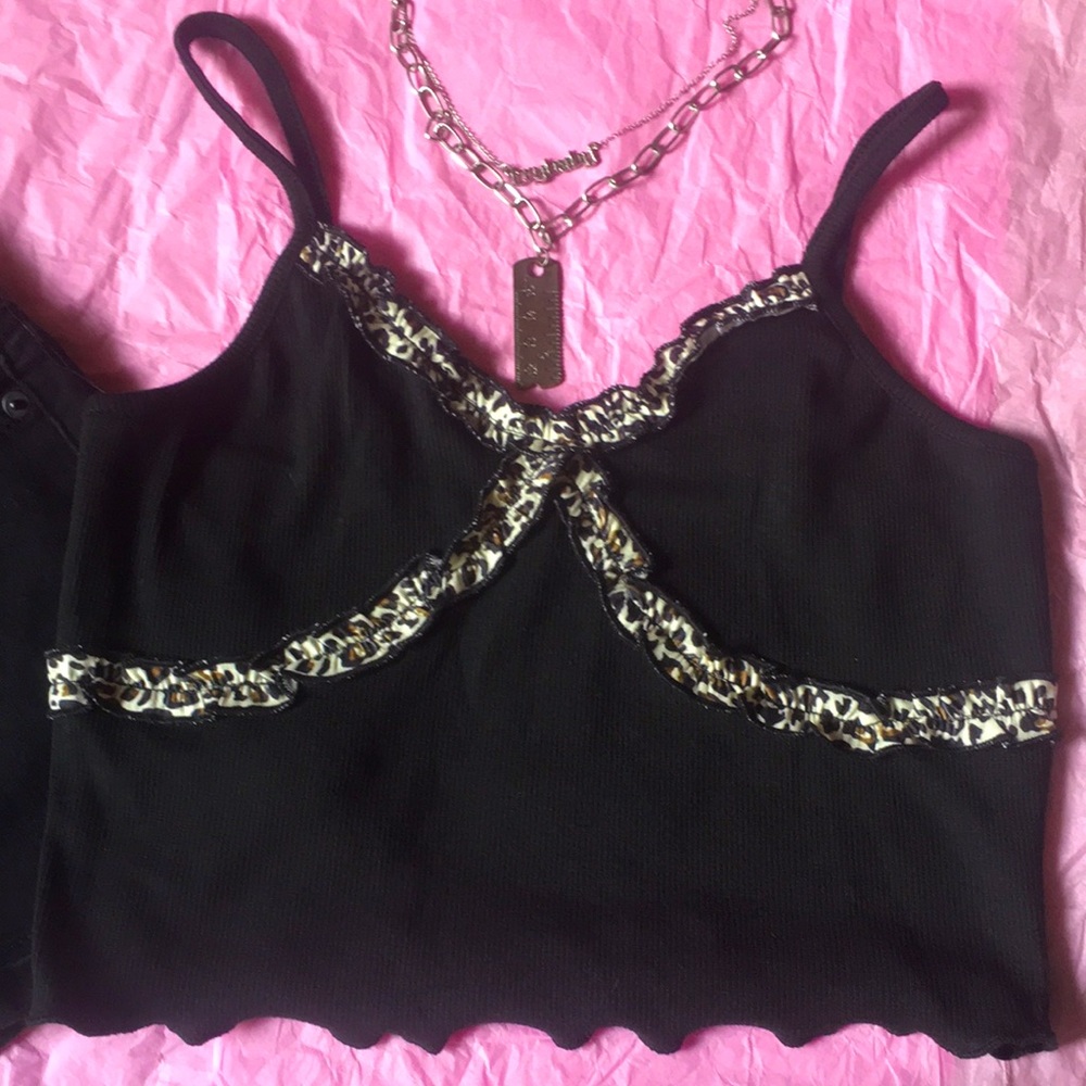 Black Ruffle Small Crop Top